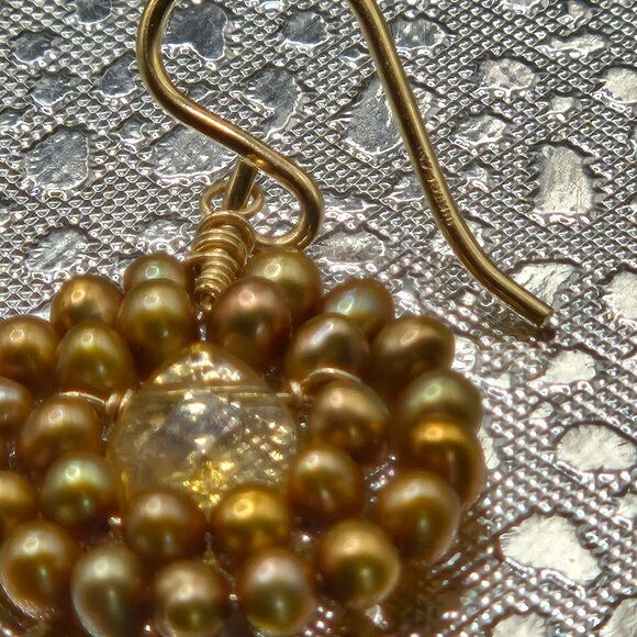 "5/$25" Mismatched Gold Beaded Citrine Gemstone Gold Filled Dangle Earrings - Picture 3 of 8